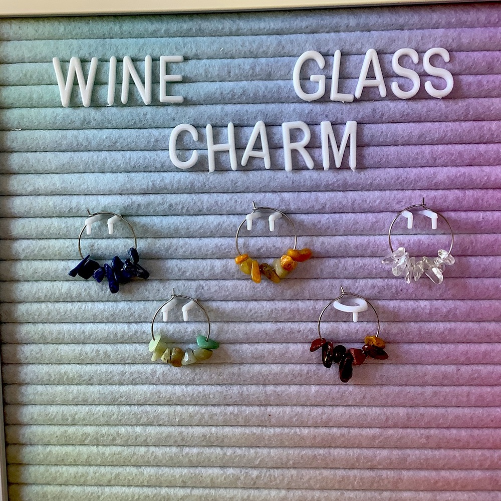 Natural Stone Wine Glass Charm